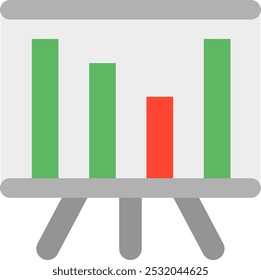 Presentation screen color icon. Business report infographic