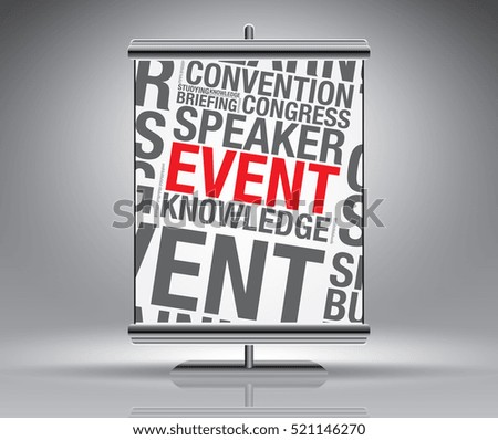 Presentation screen with Event word cloud, vector concept