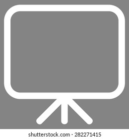 Presentation screen icon from Basic Plain Icon Set. Style: flat vector image, white color, rounded angles, gray background.