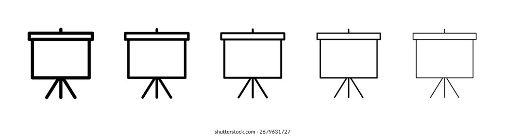 Logotipo de icono de pantalla de presentación en la colección de líneas de trazo