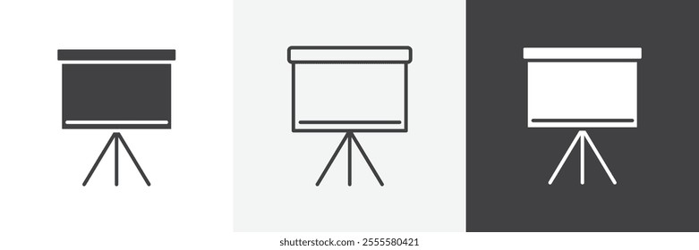 Presentation screen icon vector set for ui designs