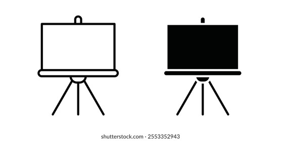 Iconos de la pantalla de presentación en estilo relleno y delineado negro