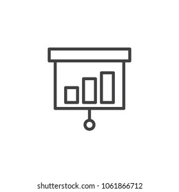 Presentation screen outline icon. linear style sign for mobile concept and web design. Business Chart simple line vector icon. Symbol, logo illustration. Pixel perfect vector graphics