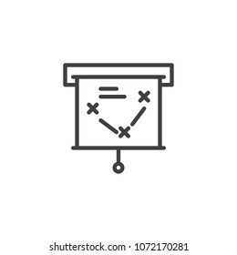 Presentation screen outline icon. linear style sign for mobile concept and web design. Business presentation scheme simple line vector icon. Strategy symbol, logo illustration. Vector graphics