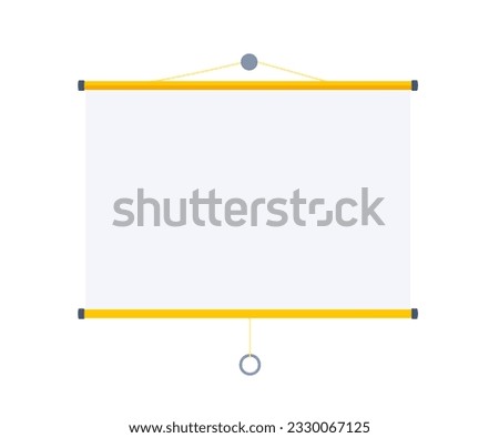 Presentation screen. Screen projector for cinema, movie, games and meetings. Education empty canvas wall frame. Slide screen sign. Vector