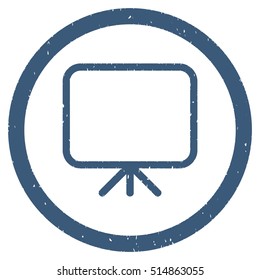 Presentation Screen rubber seal stamp watermark. Icon symbol inside circle frame with grunge design and unclean texture. Scratched vector blue ink sticker on a white background.