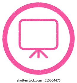 Presentation Screen rubber seal stamp watermark. Icon symbol inside circle frame with grunge design and dust texture. Scratched vector pink ink sticker on a white background.