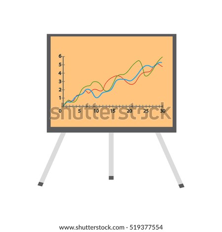 Presentation screen with stock lines isolated. Flip Chart. Editable items in flat style for your web design. Part of series of accessories for work in office. Infographics. Vector illustration