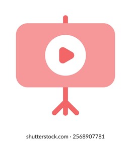 A presentation screen symbol used for slideshows or video demonstrations