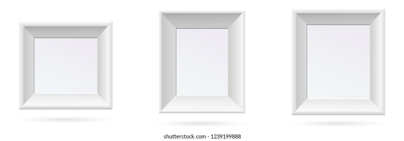 Presentation set square picture frame design with shadow on transparent background. 3D Board Banner Stand on isolated clean blank table Vector illustration EPS 10 for photo, image, text promotional