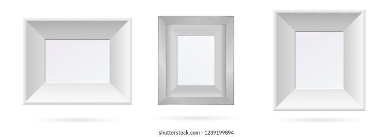 Presentation set square picture frame design with shadow on transparent background. 3D Board Banner Stand on isolated clean blank table Vector illustration EPS 10 for photo, image, text promotional