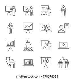 Presentation set of vector icons line style