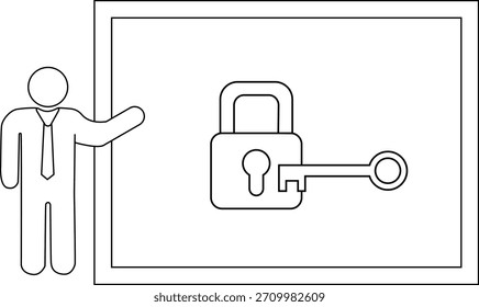 La presentación muestra gestos de figura simplificados con llave en el estilo de contorno de Imagen enmarcado