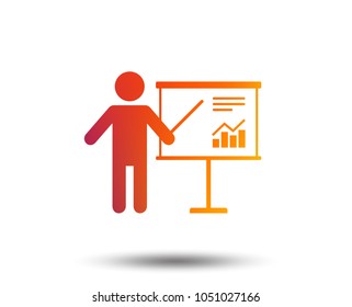 Presentation sign icon. Man standing with pointer. Scheme and Diagram symbol. Blurred gradient design element. Vivid graphic flat icon. Vector