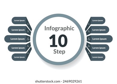 Presentation Slide 10 Step Communicate complex business processes with ease using this set of editable vector templates featuring process charts and abstract data visualizations. 