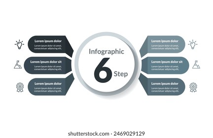 Presentation Slide 6 Step Communicate complex business processes with ease using this set of editable vector templates featuring process charts and abstract data visualizations. 