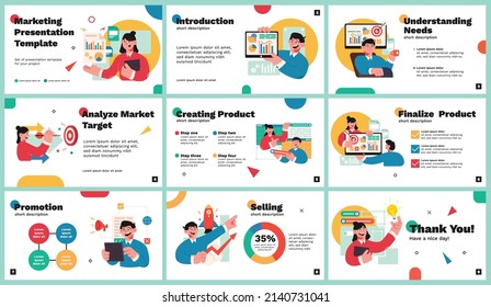 Presentation and slide background template. Template with digital Marketing SEO character illustration.