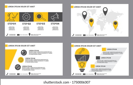 Presentation and slide layout background. Creative set of infographic elements. Yellow presentation. Use for business annual report, flyer, marketing, leaflet, advertising, brochure, modern style.