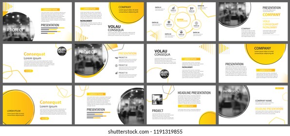 Presentation and slide layout background. Design yellow and orange gradient circle template. Use for business annual report, flyer, marketing, leaflet, advertising, brochure, modern style.