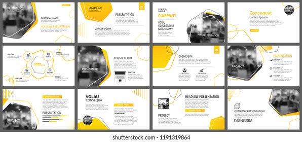 Presentation and slide layout background. Design yellow and orange gradient geometric template. Use for business annual report, flyer, marketing, leaflet, advertising, brochure, modern style.