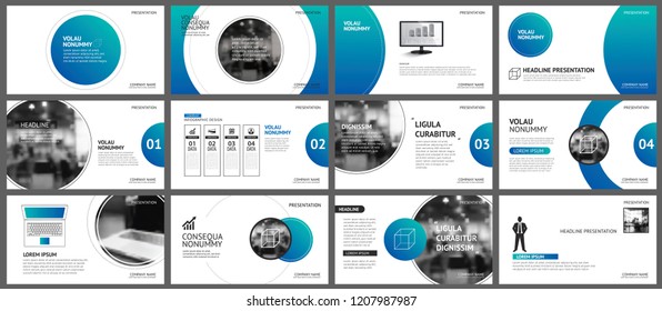 Presentation And Slide Layout Background. Design Blue Gradient Circle Template. Use For Business Annual Report, Flyer, Marketing, Leaflet, Advertising, Brochure, Modern Style.