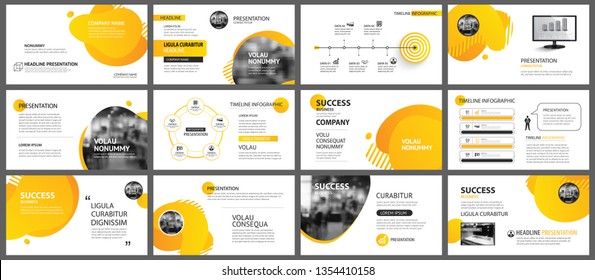 Presentation And Slide Layout Background. Design Yellow And Orange Gradient Geometric Template. Use For Business Annual Report, Flyer, Marketing, Leaflet, Advertising, Brochure, Modern Style.