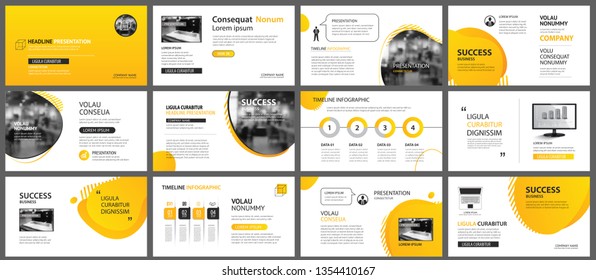 Apresentação e plano de fundo do layout do slide. Projeto modelo geométrico de gradiente amarelo e laranja. Use para relatório anual de negócios, folheto, marketing, folheto, publicidade, brochura, estilo moderno.