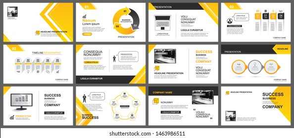 Presentation and slide layout background. Design yellow and orange gradient arrow template. Use for business annual report, flyer, marketing, leaflet, advertising, brochure, modern style.