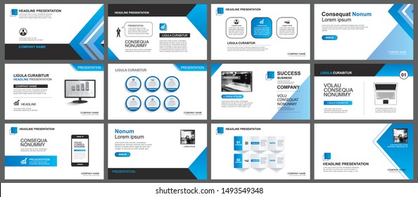 Presentation and slide layout background. Design blue gradient arrow template. Use for business annual report, flyer, marketing, leaflet, advertising, brochure, modern style.