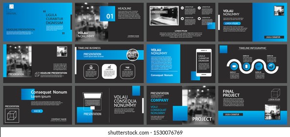 Presentation and slide layout background. Design blue and black circle template. Use for business annual report, flyer, marketing, leaflet, advertising, brochure, modern style.