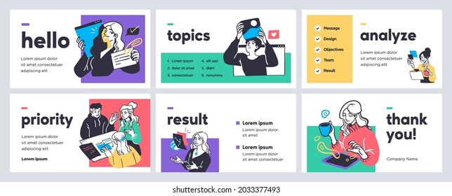 Presentation and slide layout background. Design template with business people. Use for business annual report, flyer, marketing, leaflet, advertising, brochure, modern style. Vector illustration