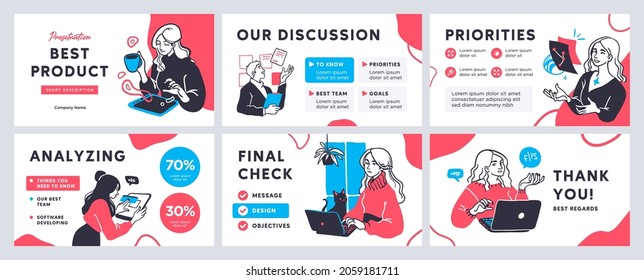 Presentation and slide layout background. Design template with business people. Use for business annual report, flyer, marketing, leaflet, advertising, brochure, modern style. Vector illustration