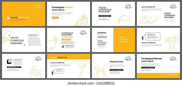 Presentation and slide layout background. Design yellow pastel leaves and flower template. Use for keynote, presentation, slide, leaflet, advertising, template.