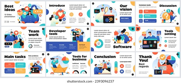 Presentation and slide layout background. Design template with business people. Use for business annual report, flyer, marketing, leaflet, advertising, brochure, modern style. Vector illustration