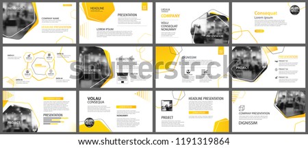 Presentation and slide layout background. Design yellow and orange gradient geometric template. Use for business annual report, flyer, marketing, leaflet, advertising, brochure, modern style.