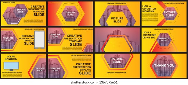 Presentation and slide layout background. elements for slide presentations on a yellow Background. Use for business annual report, brochure, flyer, marketing, leaflet, advertising, modern style.Vector
