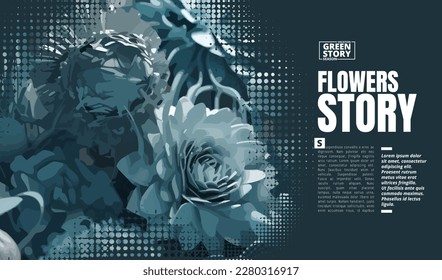 Presentation and slide layout background with floral design. Template ready for use for business keynote, presentation, slide, marketing or leaflet