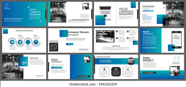 Presentation and slide layout template. Design blue and green gradient geometric background. Use for business annual report, flyer, marketing, leaflet, advertising, brochure, modern style.