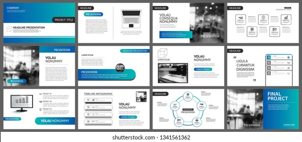 Presentation and slide layout template. Design blue and green gradient geometric background. Use for business annual report, flyer, marketing, leaflet, advertising, brochure, modern style.