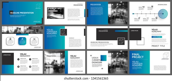 Presentation and slide layout template. Design blue and green gradient geometric background. Use for business annual report, flyer, marketing, leaflet, advertising, brochure, modern style.