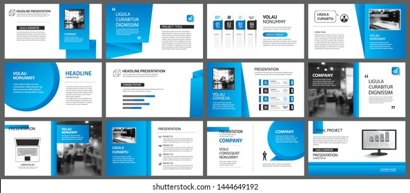 Presentation and slide layout template. Design blue gradient in paper shape background. Use for business annual report, flyer, marketing, leaflet, advertising, brochure, modern style.