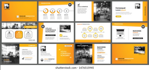 Presentation and slide layout template. Design orange keynote in paper style background. Use for business annual report, flyer, marketing, leaflet, advertising, brochure.