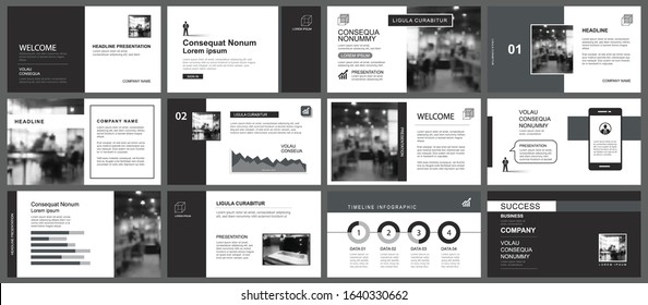 Presentation and slide layout template. Design black and gray geometric background. Use for business annual report, flyer, marketing, leaflet, advertising, brochure, modern style.