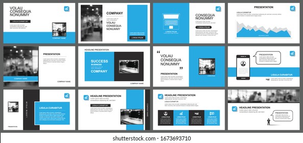 Presentation And Slide Layout Template. Design Blue  Geometric Background. Use For Business Annual Report, Flyer, Marketing, Leaflet, Advertising, Brochure, Modern Style.
