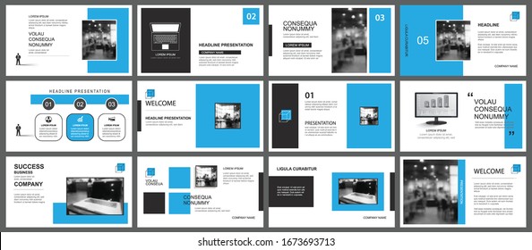 Presentation And Slide Layout Template. Design Blue Geometric Background. Use For Business Annual Report, Flyer, Marketing, Leaflet, Advertising, Brochure, Modern Style.