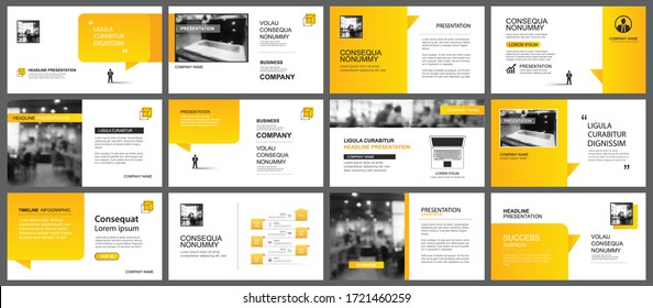 Presentation and slide layout template. Design yellow gradient in paper speech shape background. Use for business annual report, flyer, marketing, leaflet, advertising, brochure, modern style.