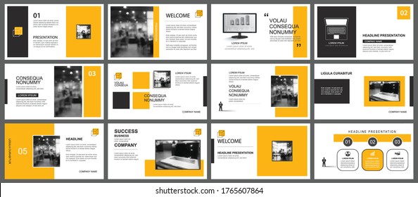 Presentation and slide layout template. Design yellow geometric background. Use for business annual report, flyer, marketing, leaflet, advertising, brochure, modern style.