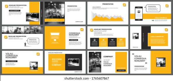 Presentation and slide layout template. Design yellow geometric background. Use for business annual report, flyer, marketing, leaflet, advertising, brochure, modern style.