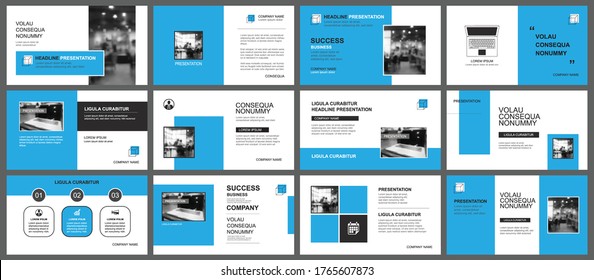 Presentation and slide layout template. Design blue geometric background. Use for business annual report, flyer, marketing, leaflet, advertising, brochure, modern style.