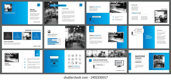 Presentation And Slide Layout Template. Design Blue Gradient Background. Use For Business Annual Report, Flyer, Marketing, Leaflet, Advertising, Brochure, Modern Style.